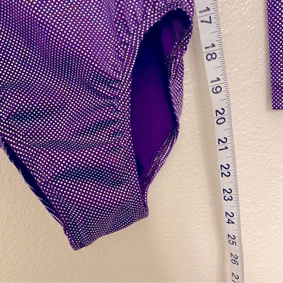 GK elite custom gymnastics competition leotard long sleeve purple rhinestone SA - Picture 3 of 11